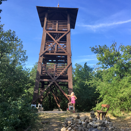 Edina Kinga Agoston at Jokai Lookout Tower on Tom Hill in Balatonfured, Hungary