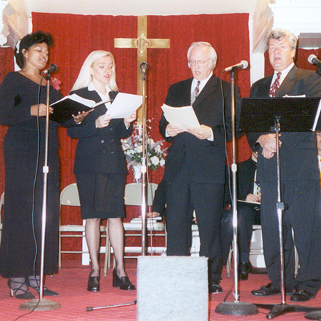 Edina Kinga Agoston performing with The Island Singers
